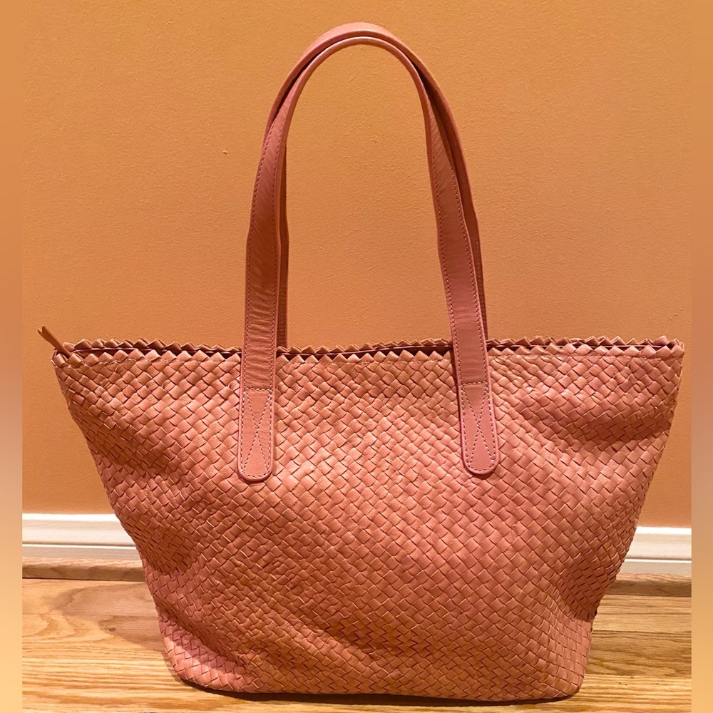 Dragon Diffusion Pink Leather Large Tote Bag
